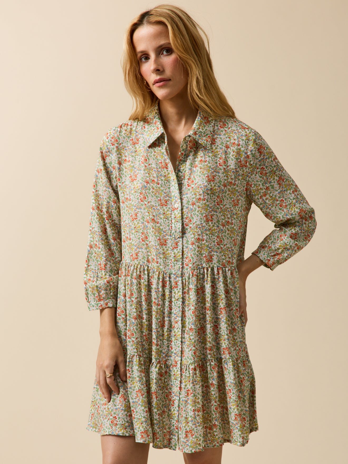 Women's short, ruffled dress made with Liberty fabric - The Limited Collection