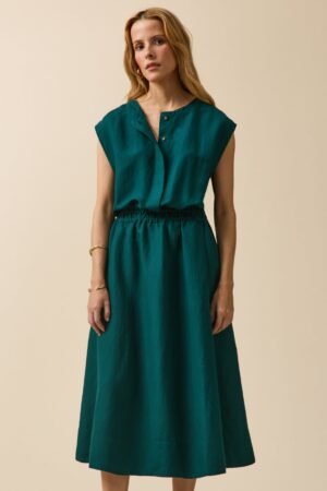 Women's sleeveless linen and viscose dress