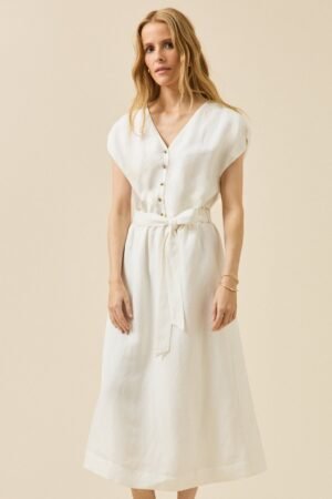 Women's sleeveless linen and viscose dress