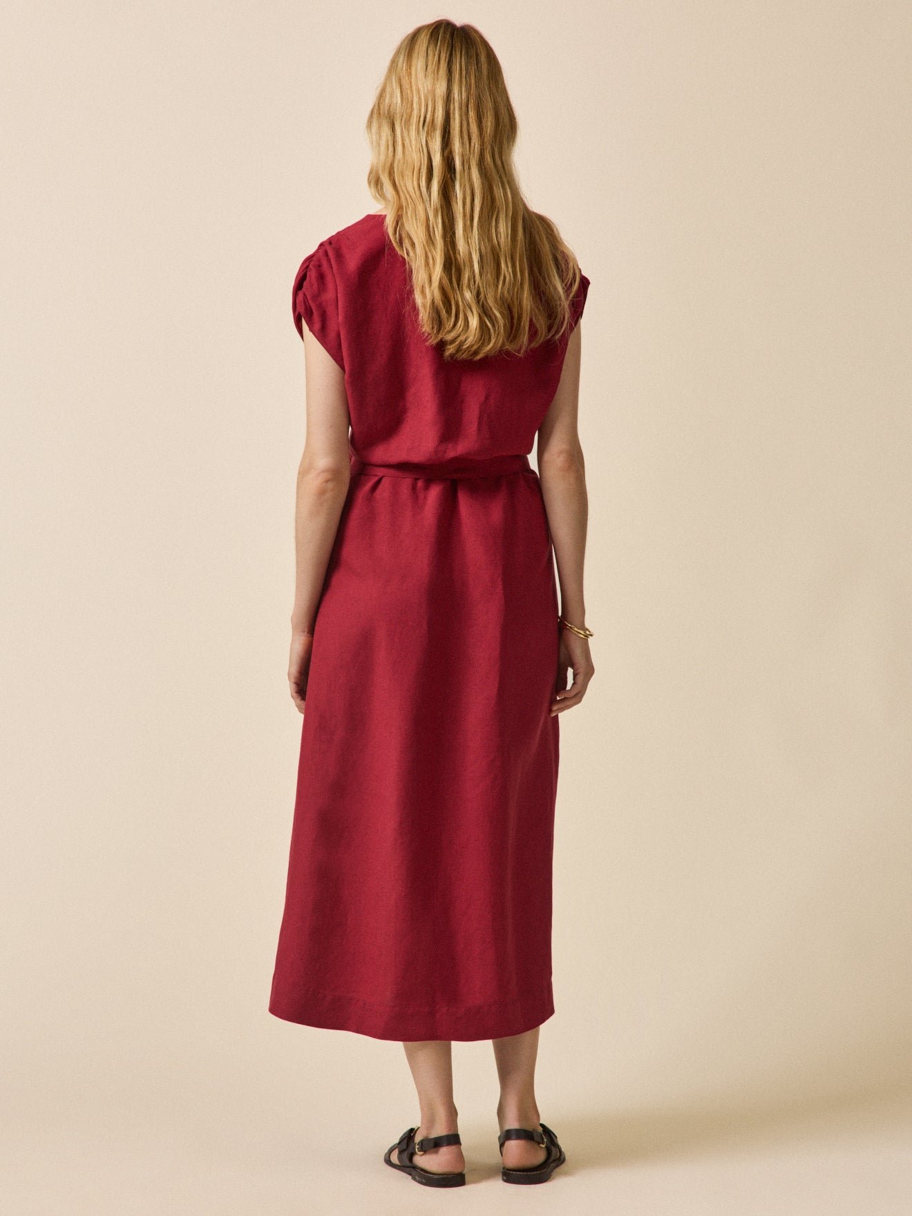 Women's sleeveless linen and viscose dress - Image 2