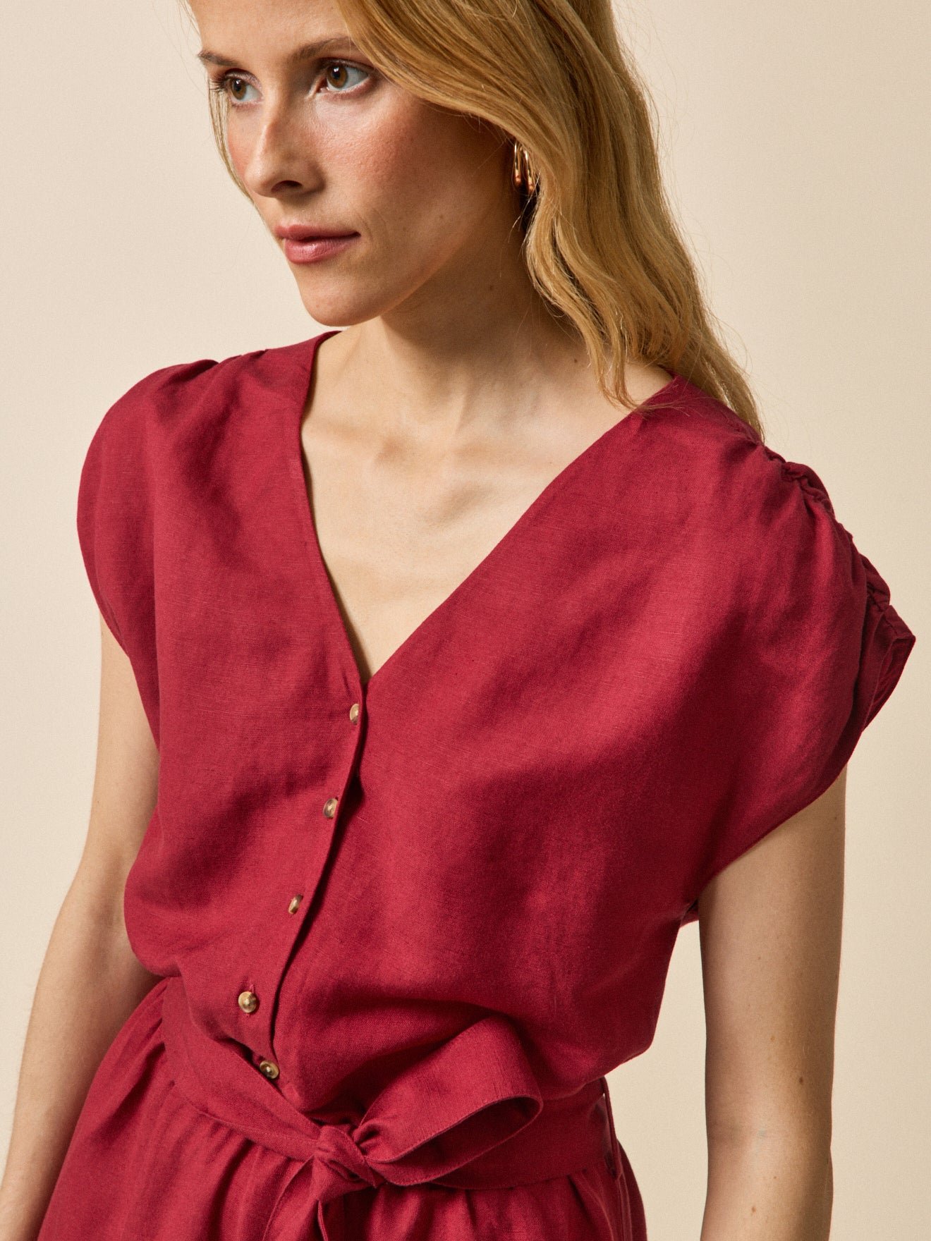 Women's sleeveless linen and viscose dress - Image 3
