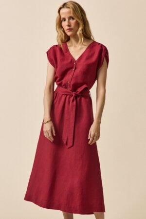 Women's sleeveless linen and viscose dress