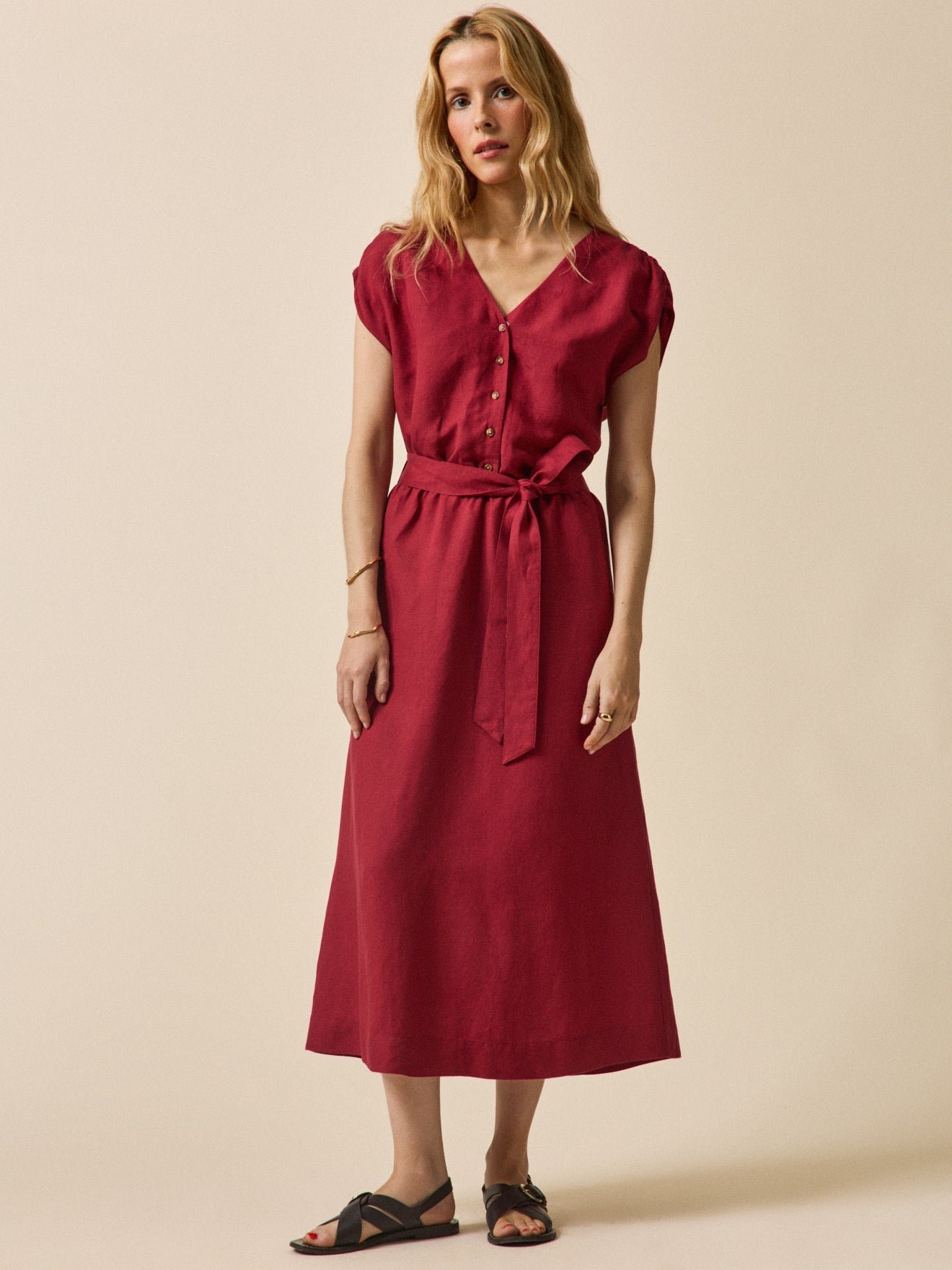 Women's sleeveless linen and viscose dress - Image 4