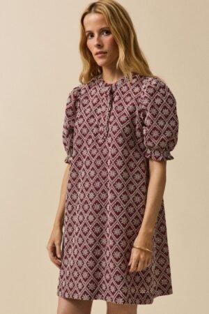 Robe courte broderie anglaise femme