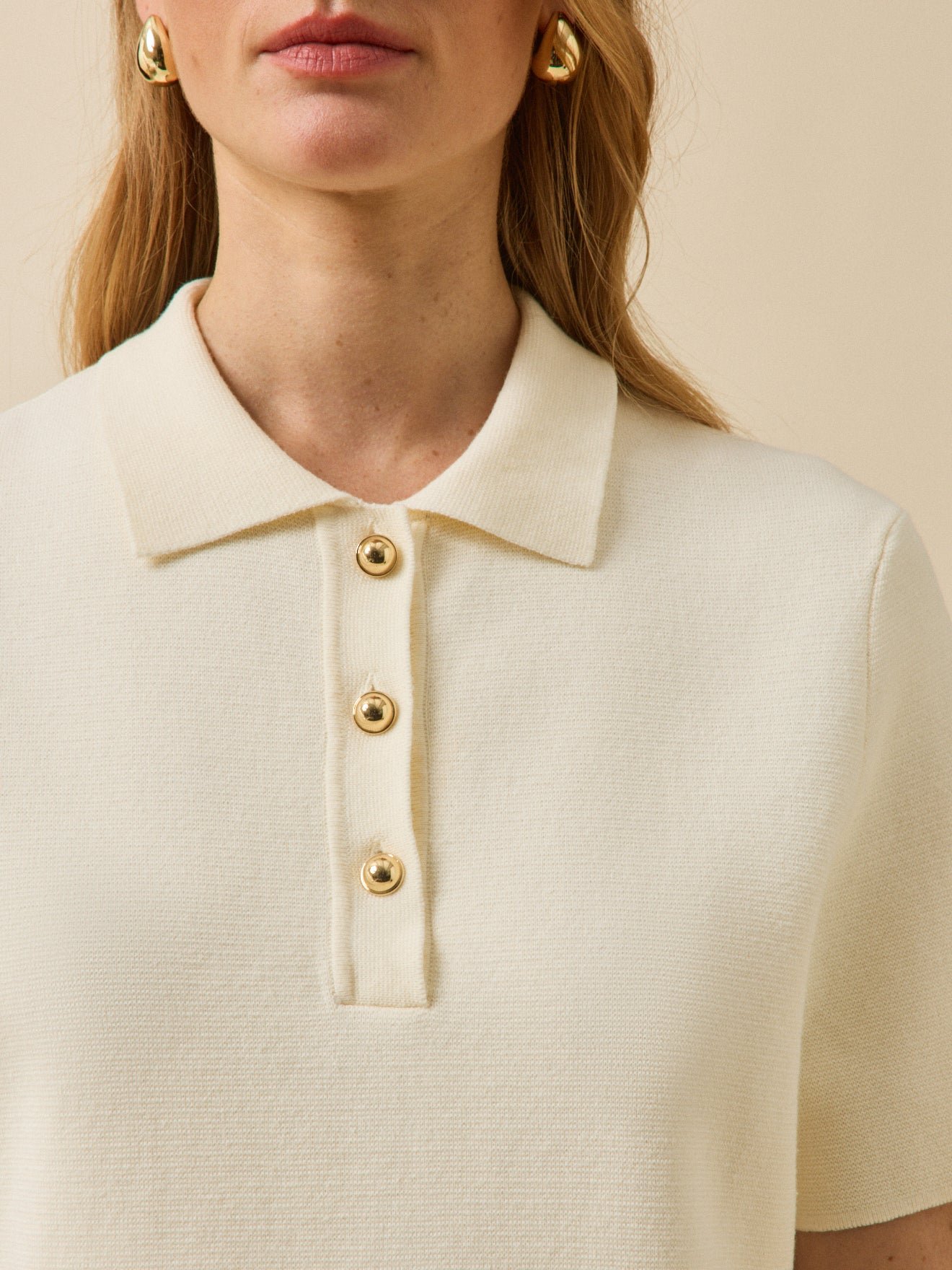 Women's short Milano knit polo-shirt dress - Image 3