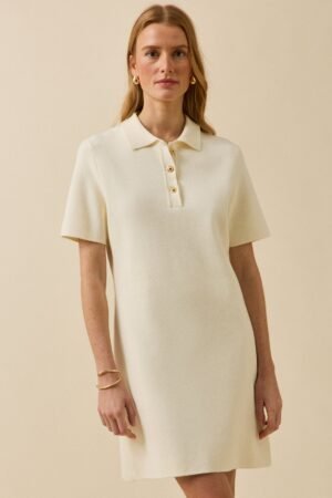 Women's short Milano knit polo-shirt dress