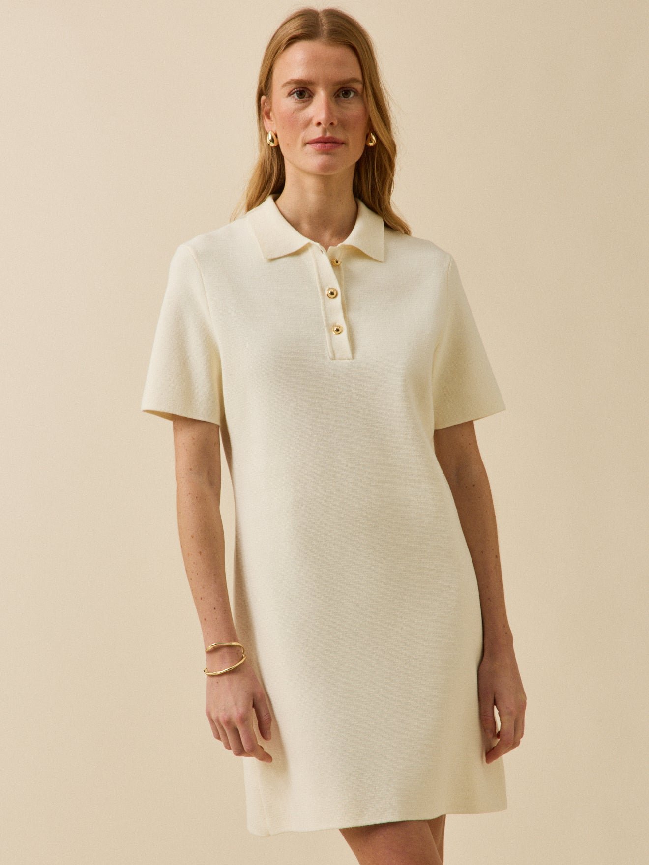 Women's short Milano knit polo-shirt dress