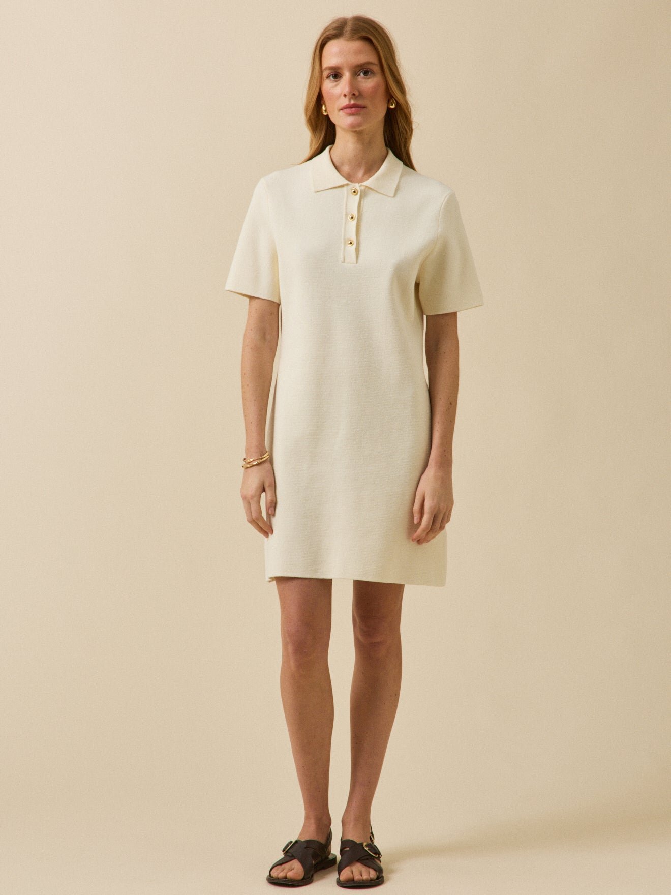 Women's short Milano knit polo-shirt dress - Image 4