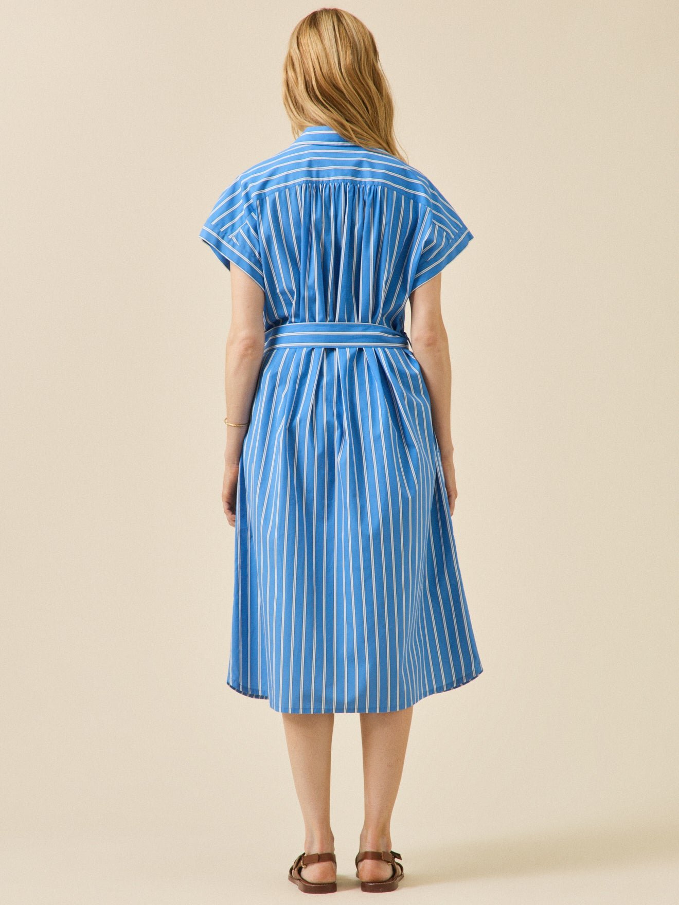 Women's mid-length striped cotton dress - Image 2