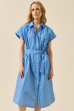 Women's mid-length striped cotton dress