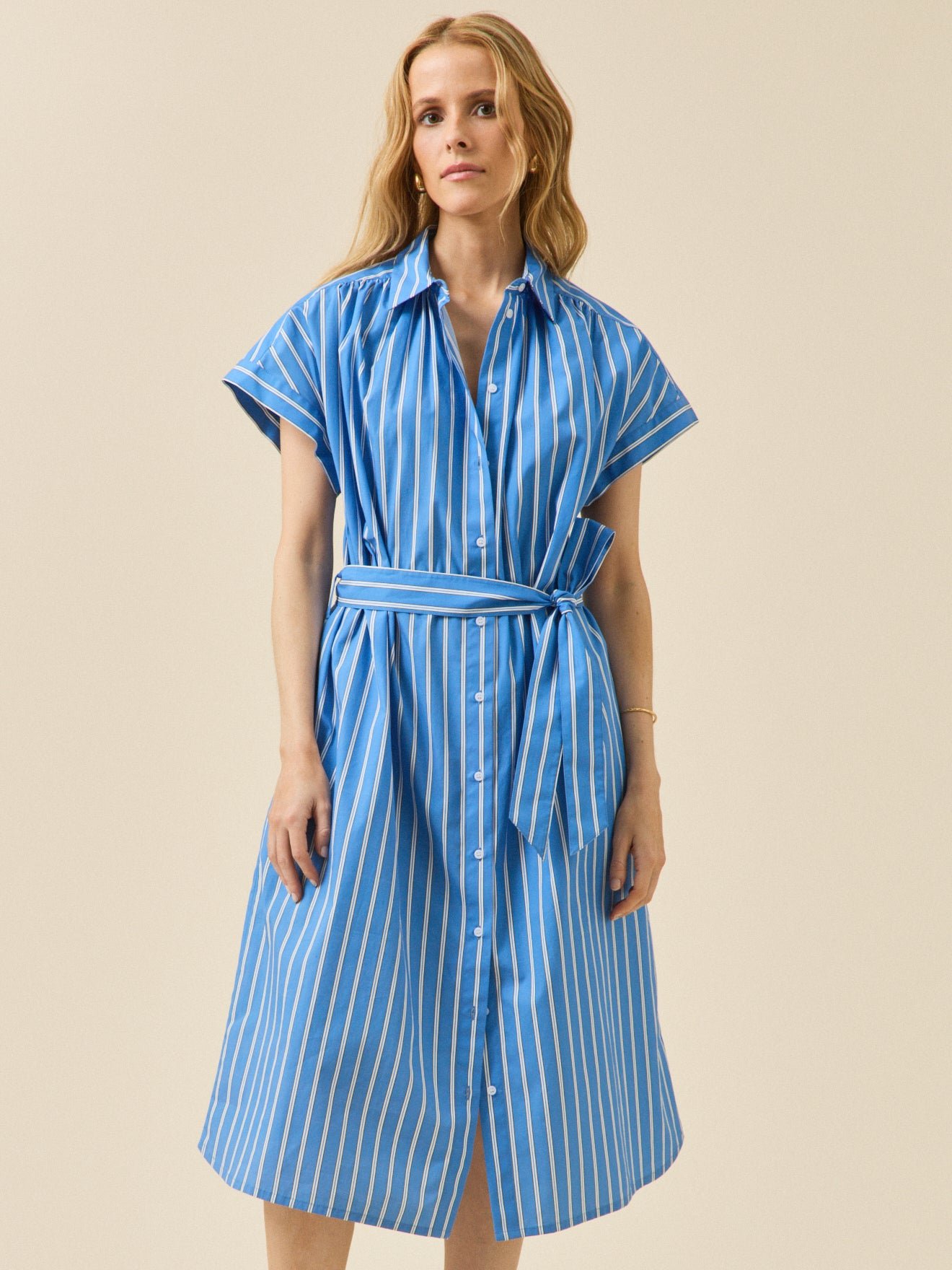 Women's mid-length striped cotton dress