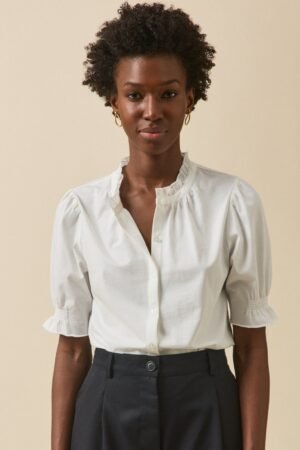 Women's ruffled organic cotton T-shirt