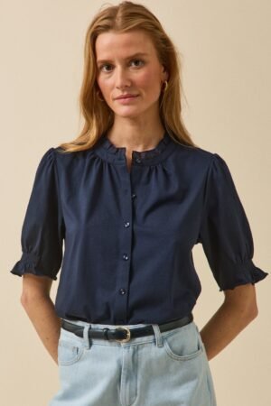 Women's ruffled organic cotton T-shirt