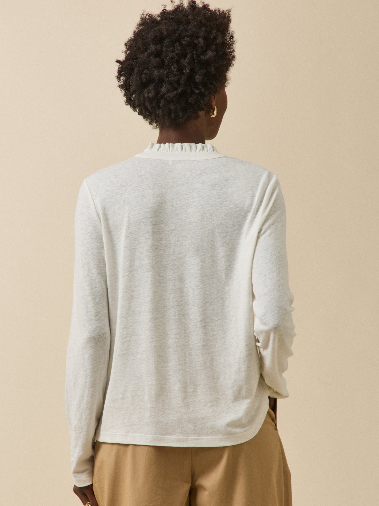 Women's linen and viscose button T-shirt - Image 2