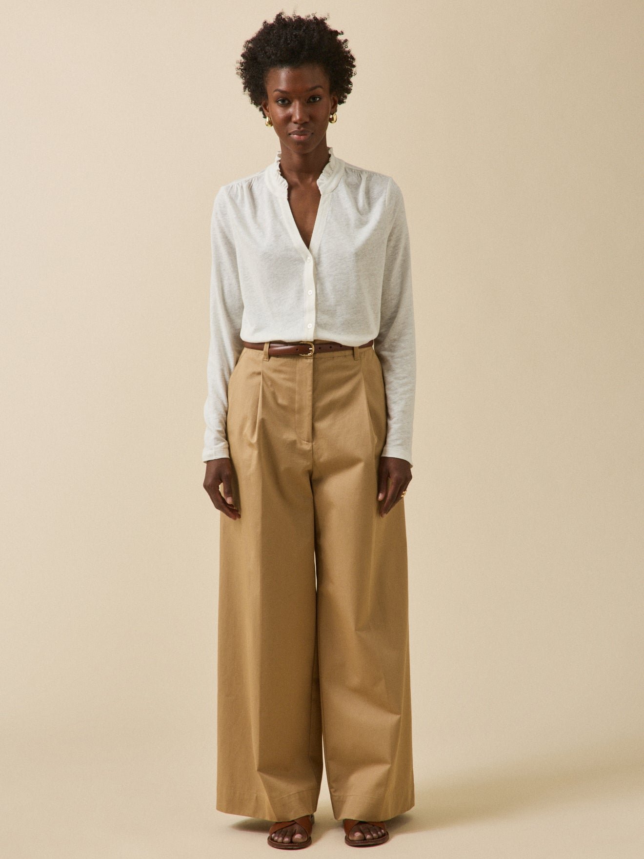 Women's linen and viscose button T-shirt - Image 4