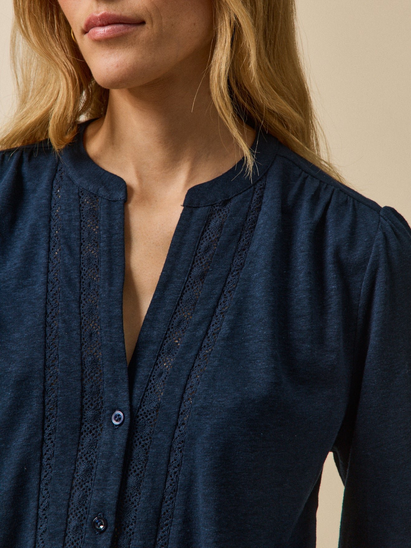 T-shirt dentelle lin et viscose femme - Image 3