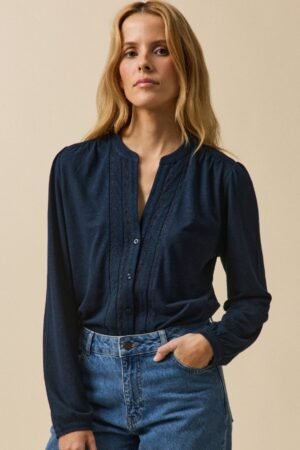 T-shirt dentelle lin et viscose femme