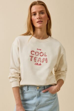 Women's organic cotton message sweatshirt made with Liberty fabric