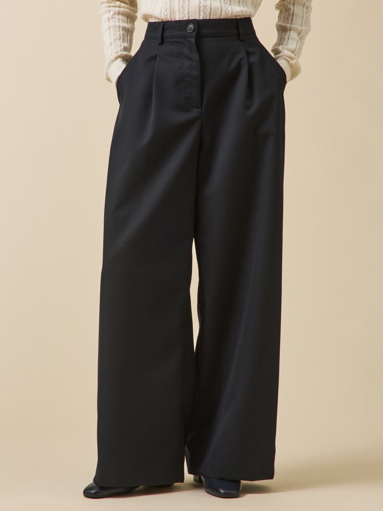 Women's wide-leg cool wool Agnes trousers