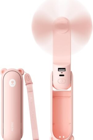 3 IN 1 Handheld Mini Fan - Portable Fan & Power Bank & Flashlight, 19H Max Cooling, USB Rechargeable, Pocket-Sized for Travel, Cruise, Concerts, Makeup, 2026 Summer Gifts for Women(Pink)