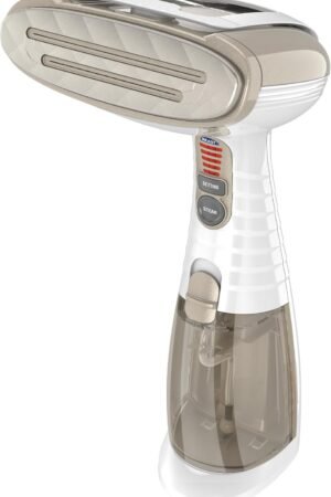 Handheld Garment Steamer for Clothes, Turbo ExtremeSteam 1875W Fabric Steamer, Portable Handheld Design, Strong Penetrating Steam, White/Champagne