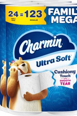 Ultra Soft Cushiony Touch Toilet Paper, 24 Family Mega = 123 Regular Rolls, White