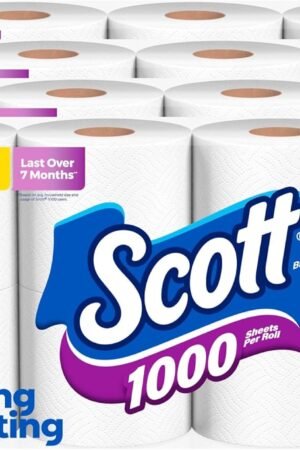 Scott 1000 Trusted Clean Toilet Paper, 32 Rolls, Septic-Safe, 1-Ply Toilet Tissue