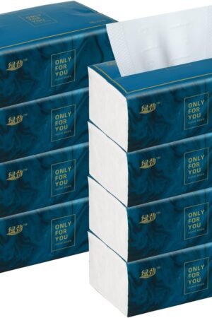 8 Packs Disposable Facial Tissue, Toilet Paper, Native Wood Pulp Fiber Material, Soft Facial Napkin, White Facial Paper Tissue, 4-Ply, 400 Sheets per Pack