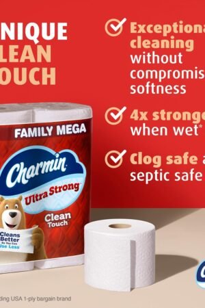 Ultra Strong Clean Touch Toilet Paper, 24 Family Mega Rolls = 120 Regular Rolls