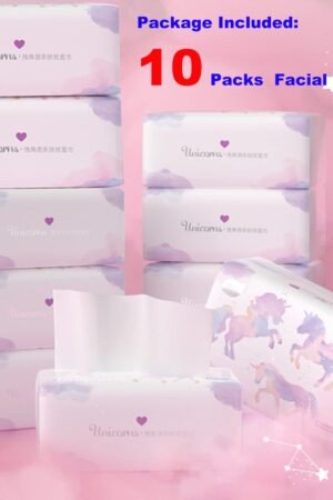 Pack of 10, Soft Small Facial Tissue, Toilet Paper, Disposable Napkin, Bag Cover NOT Box, White Facial Paper, Material Native Wood Pulp Fiber NOT COTTON, 4-Ply