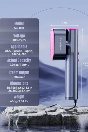 Travel Steamer for Clothes,100-220V Portable Iron,15s Heat Up,Steamer ＆ Iron 2 In 1, Travel Size,Large Ceramic Heat Panel,for Global and Europe