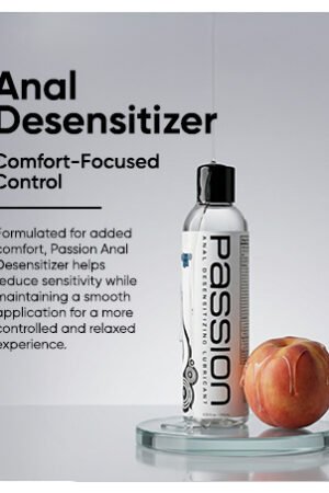 Passion Anal Desensitizing Lube, 8.25 Fl Oz - Maximum StrengthNatural Water-Based Lubricant for Comfortable Use, Long-Lasting Formula, Non-Staining & Easy to Clean