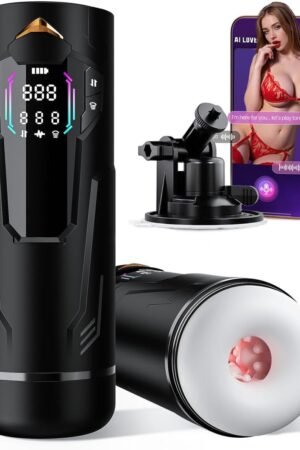 Sex Toys for Men Male Masturbator - AI APP Pocket Pussy Mens Sex Toy with 8 Sucking & Thrusting & Vibrating, Adult Toys Penis Pump Male Stroker, Sex Machine LCD Display & Suction Base