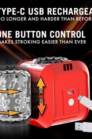 Men Realistic Masturbator - Vibrating, Stroking & Turbo Climax - Lifelike Oral Cock Sucking, Pussy & Anal Textured Sleeve Stroker, USB - Adult Sex Toy for Men - (Red) (Slambox)