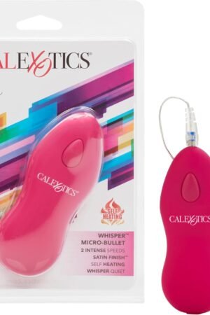 CalExotics Whisper Micro Bullet – Self Heating Wired Pocket Bullet Vibrator - Remote Control Sex Toys for Couples - Adult Egg Massager - 1.25 Inch - Pink