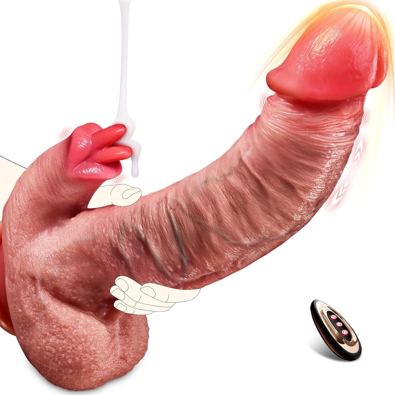 Huge Dildo Sex Toys Vibrator - 10" Big Realistic Thrusting Dildos with 10 Dual Tongue Licking & Thrusting Remote Contral Mode for G-Spot Clitoral Anal, Soft Thick Silicone Dildo Penis for Women Couple