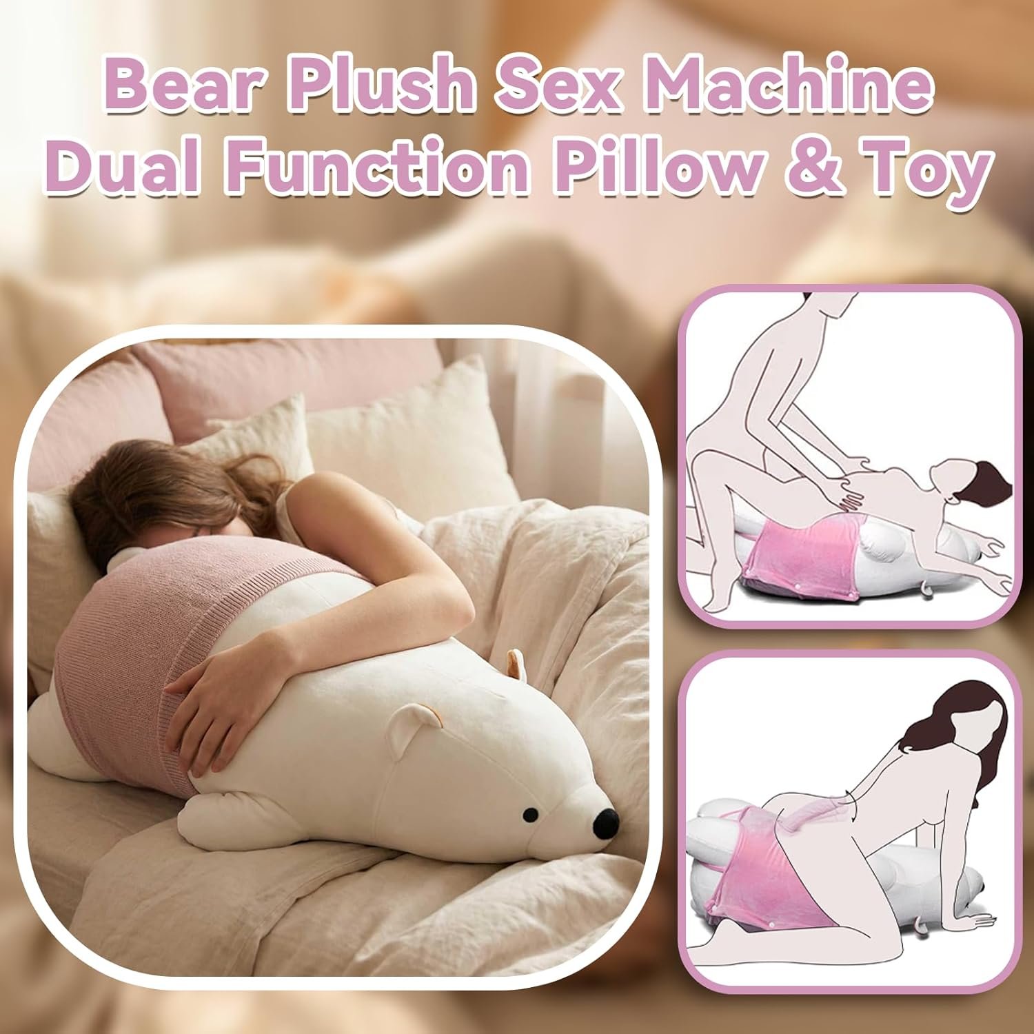 Bear Plush Dildo Sex Machine, Automatic Thrusting Dildo Vibrator Bear Pillow for Women Sex, Adult Sex Toy Pillow with Heating Function - Image 2