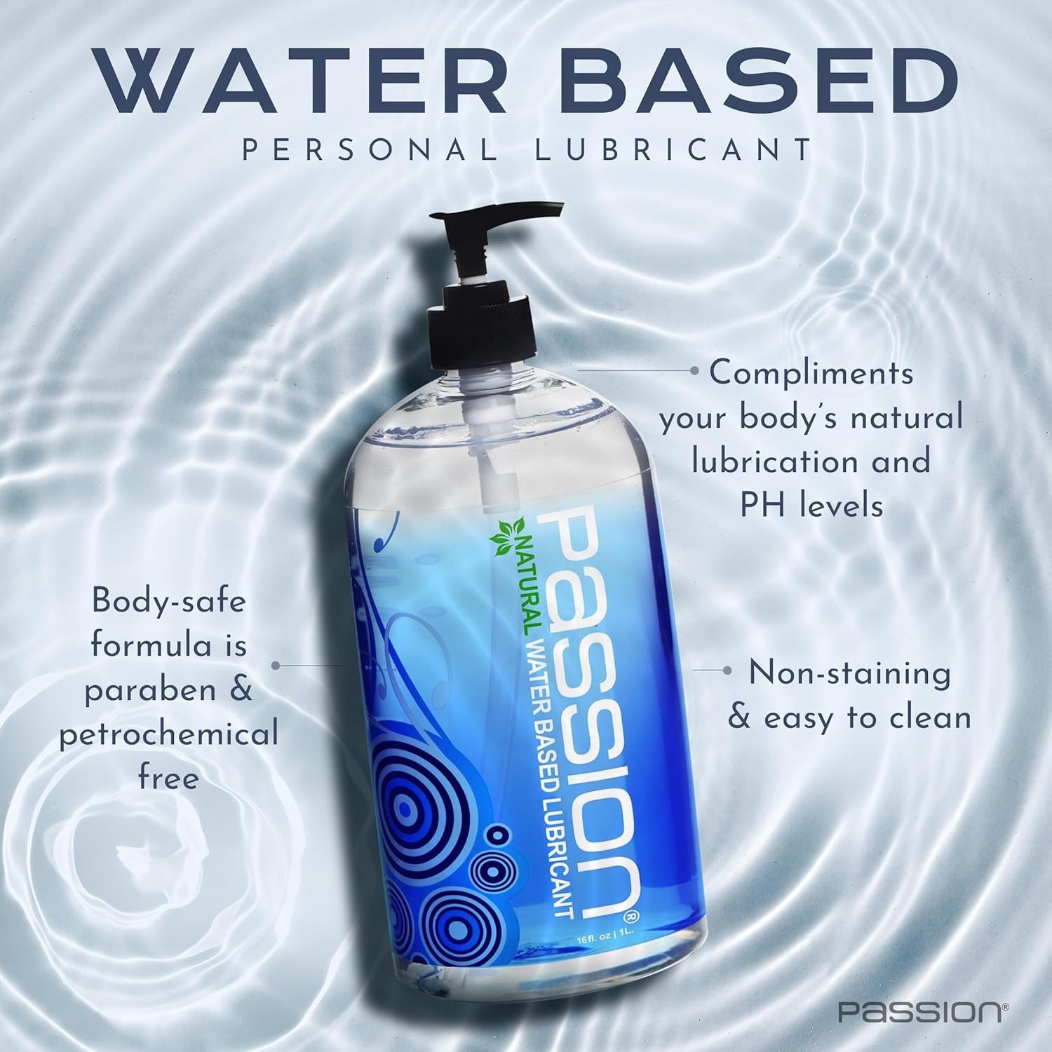 Passion Natural Water-Based Personal Lubricant, 16 Fl Oz - Premium, Non-Sticky, Easy-to-Clean Formula for Smooth, Comfortable Use - Image 6