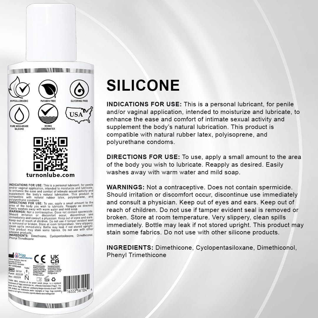 Turn On Silicone-Based Premium Personal Lubricant | Long Lasting Performance, Ultra Slick & Silky Smooth, Condom Safe Lube for Men, Women, and Couples, 8 fl oz - Image 3