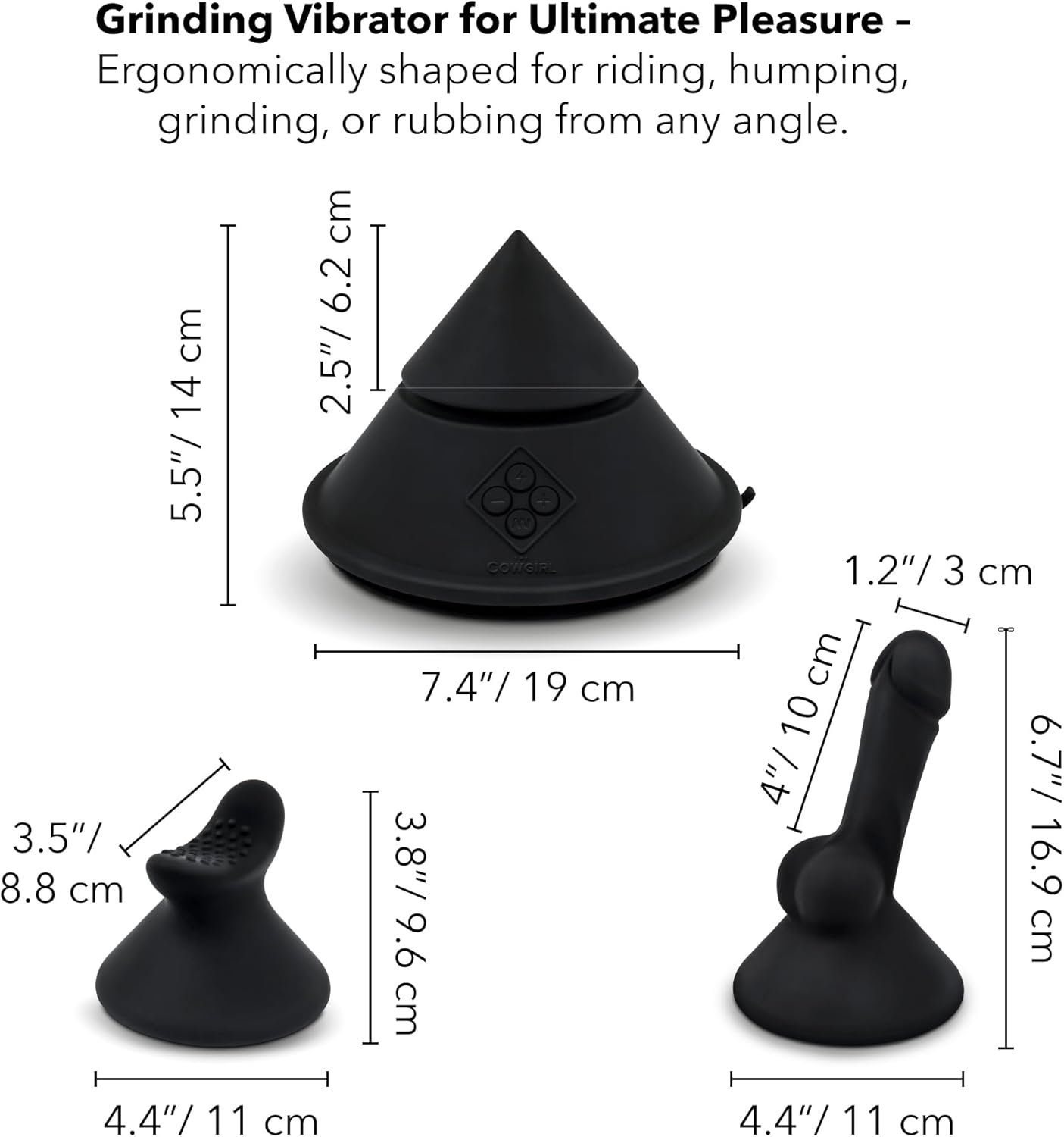 The Cowgirl Cone Vibrator Sex Machine Remote or App Control with 2 Attachments, Rechargable, Waterproof, Vibrator Adult Toys - Image 6