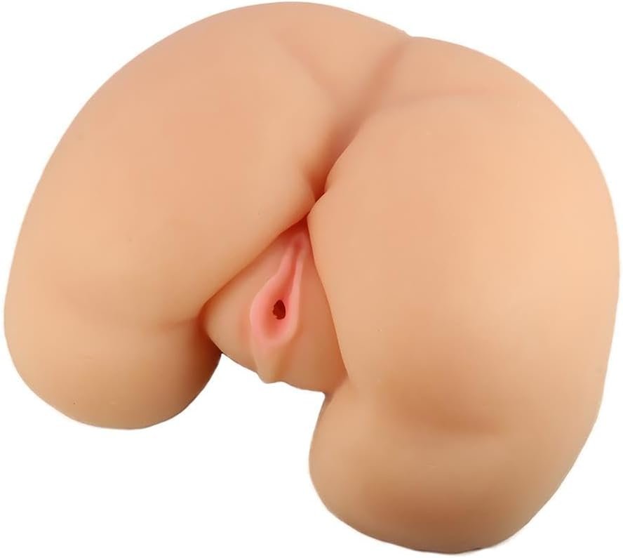8.75" Vibrating Masturbator Stroker X5 Men ~ Lifelike Ribbed Snug Anal & Vaginal Stroking Toy ~ Ultra Soft TPE Open-Ended Pleasure Chambers Penis Sleeve ~ Adult Sex Toy for Men ~ Beige - Image 3