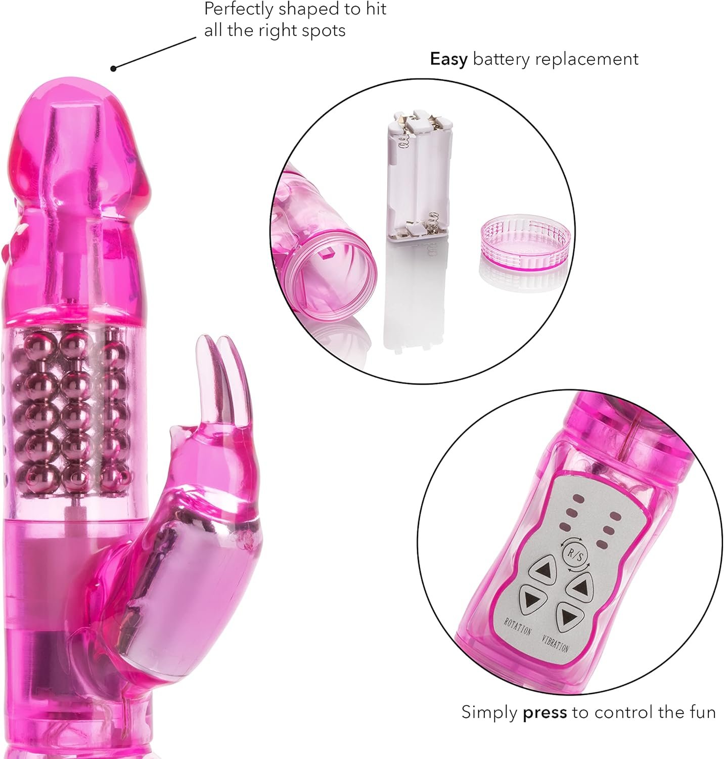 alExotics Waterproof Jack Rabbit – Rabbit Vibrator With Rotating Shaft – Vibe Sex Toys for Couples – Adult Clitoral & G Spot Massager – Pink - Image 5