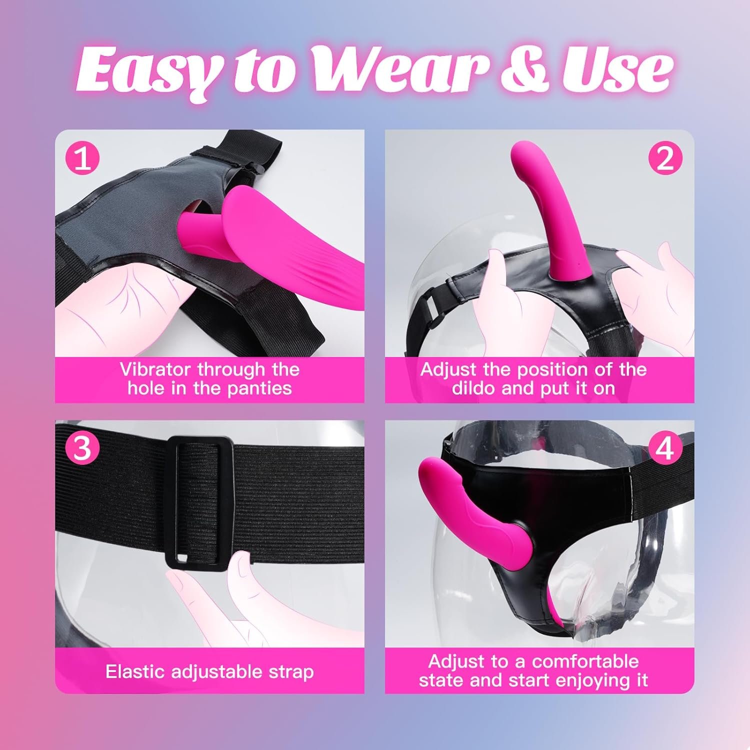 Strap On Dildo Harness Lesbian Adult Sex Toys & Games Vibrator, APP Adult Toys Dildos with 9 Vibrations G Spot Clit Stimulation Wearable Vibrators, Strapon Vibradores Couples Women Sex Toys Vibrating - Image 6