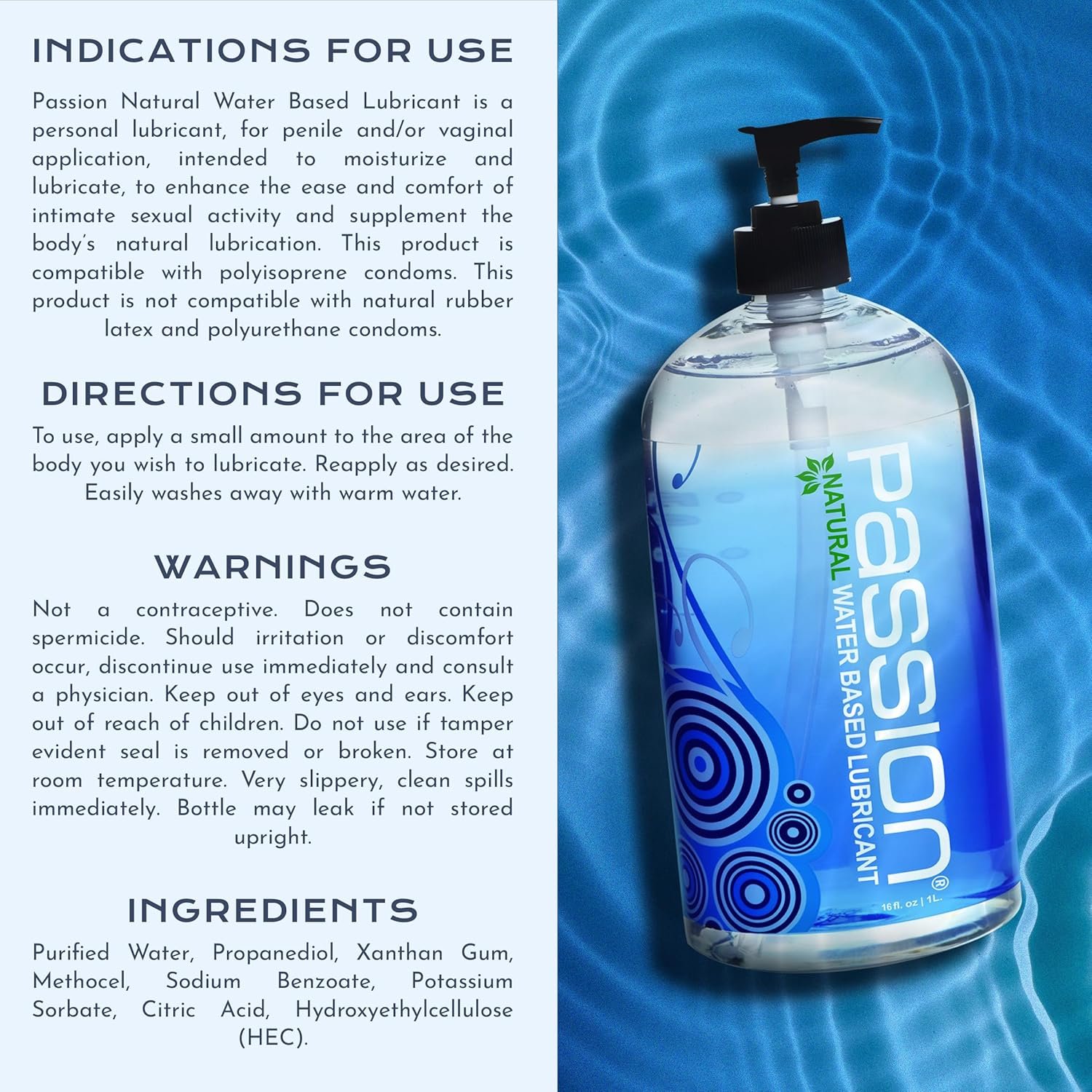 Passion Natural Water-Based Personal Lubricant, 16 Fl Oz - Premium, Non-Sticky, Easy-to-Clean Formula for Smooth, Comfortable Use - Image 4