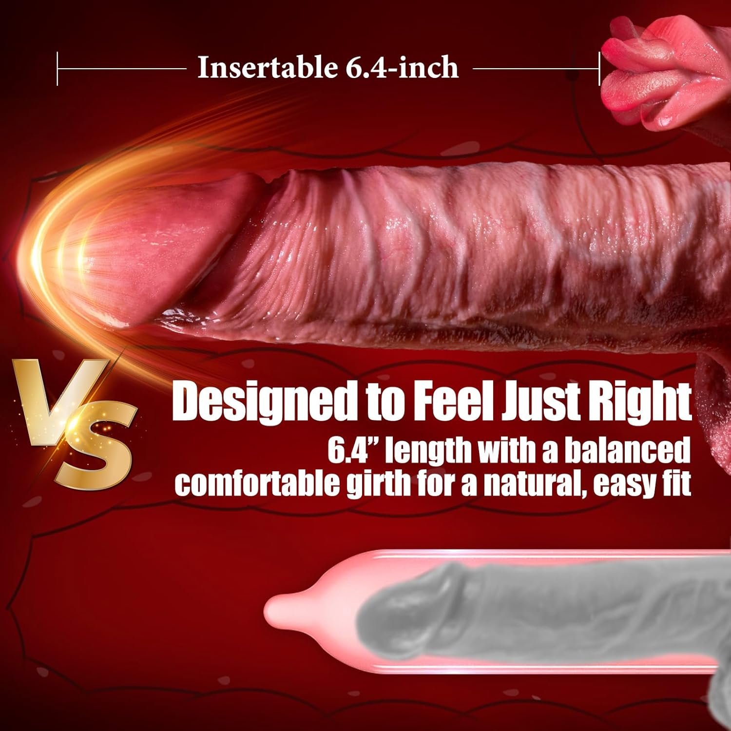 Huge Dildo Sex Toys Vibrator - 10" Big Realistic Thrusting Dildos with 10 Dual Tongue Licking & Thrusting Remote Contral Mode for G-Spot Clitoral Anal, Soft Thick Silicone Dildo Penis for Women Couple - Image 5
