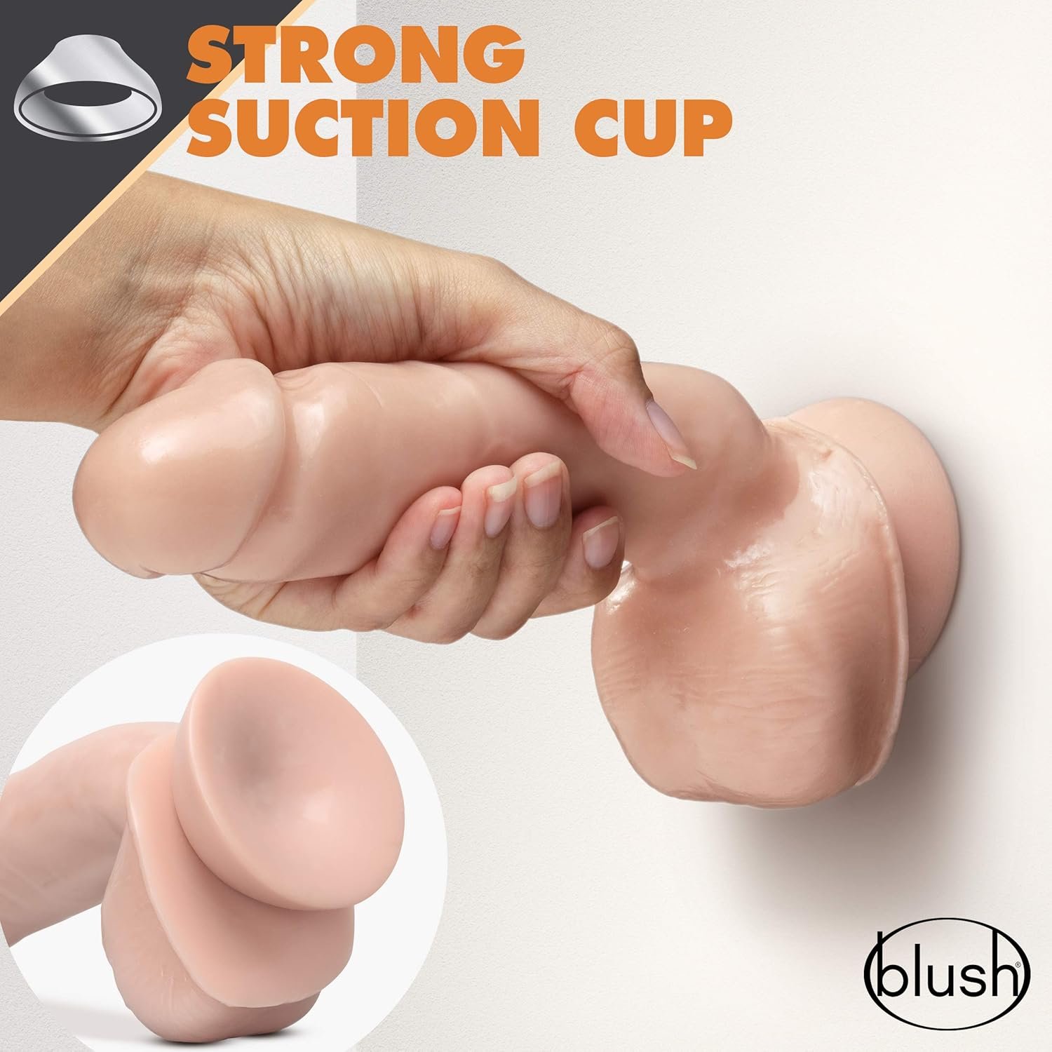 Blush Dr. Skin Glide 8.5” Self-Lubricating Dildo w/Balls - Realistic Lifelike Cock for Men & Women, Strong Suction Cup Harness Compatible, Soft TPE Real Feel Long Thick Anal & Vaginal Sex Toy Vanilla - Image 6