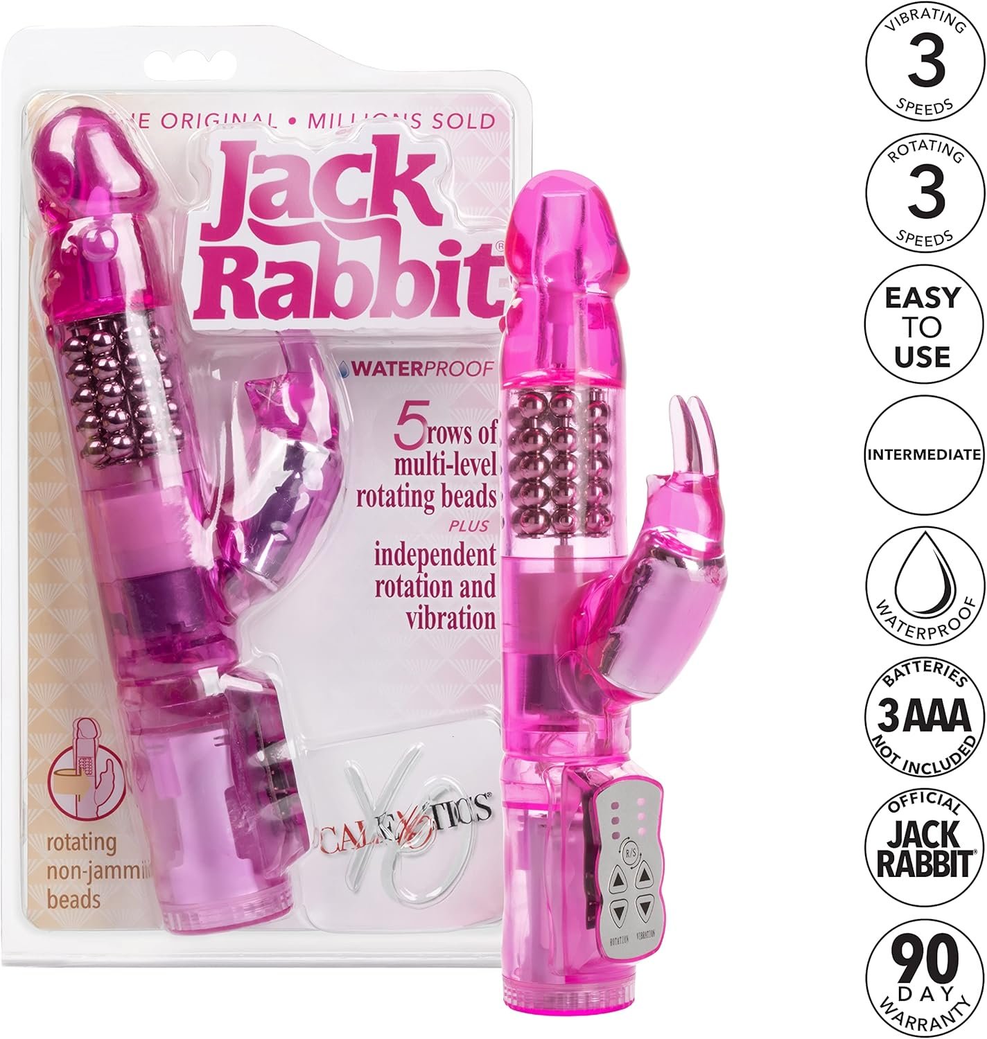 alExotics Waterproof Jack Rabbit – Rabbit Vibrator With Rotating Shaft – Vibe Sex Toys for Couples – Adult Clitoral & G Spot Massager – Pink - Image 3