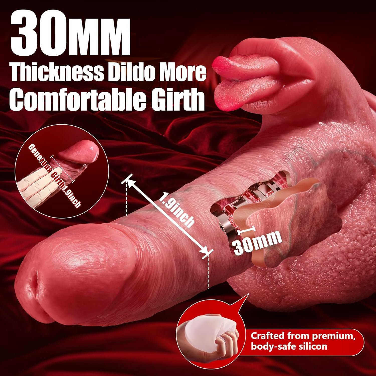 Huge Dildo Sex Toys Vibrator - 10" Big Realistic Thrusting Dildos with 10 Dual Tongue Licking & Thrusting Remote Contral Mode for G-Spot Clitoral Anal, Soft Thick Silicone Dildo Penis for Women Couple - Image 6