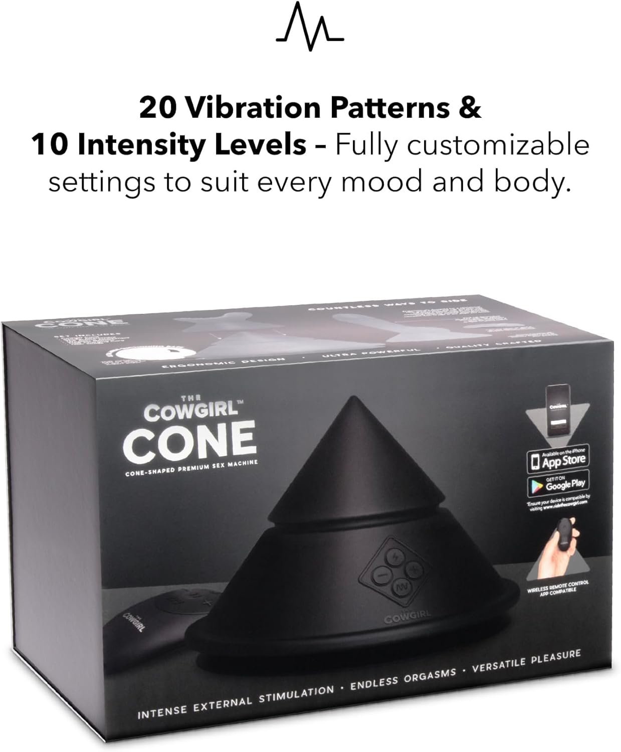 The Cowgirl Cone Vibrator Sex Machine Remote or App Control with 2 Attachments, Rechargable, Waterproof, Vibrator Adult Toys - Image 3