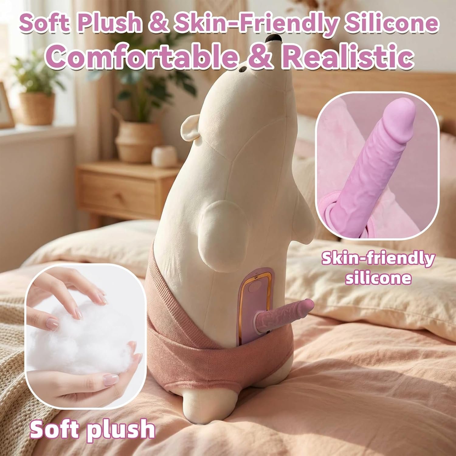 Bear Plush Dildo Sex Machine, Automatic Thrusting Dildo Vibrator Bear Pillow for Women Sex, Adult Sex Toy Pillow with Heating Function - Image 3
